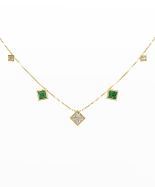The Elegant Mix Necklace with Emeralds and Diamonds