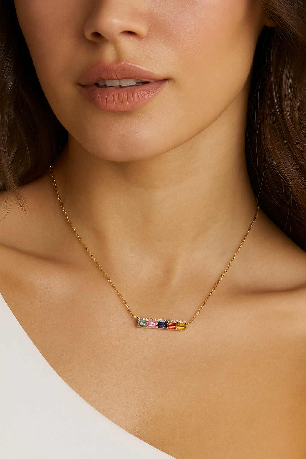 The Multi Sapphire Bar Necklace