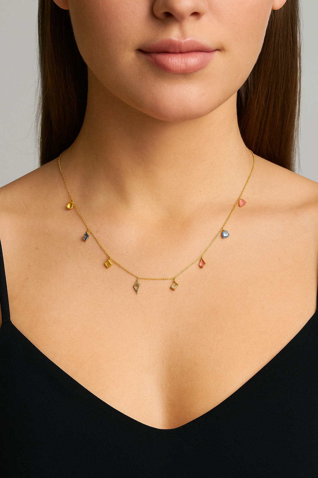 The multi Sapphire Drop Necklace