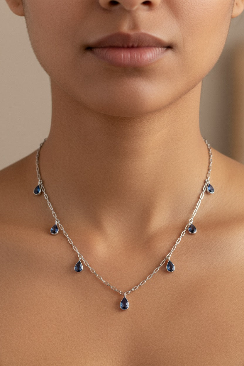 Celeste Tanzanite Pear-Drop Necklace