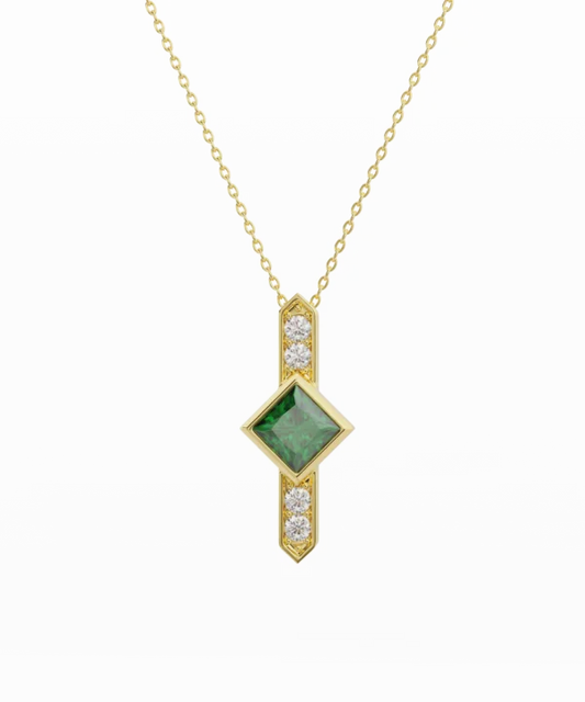 The Uncluttered Mix Necklace with Emerald and Diamond