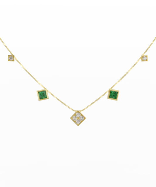 The Elegant Mix Necklace with Emeralds and Diamonds