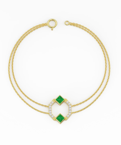 The Overlapping Diamond and Emerald Bracelet