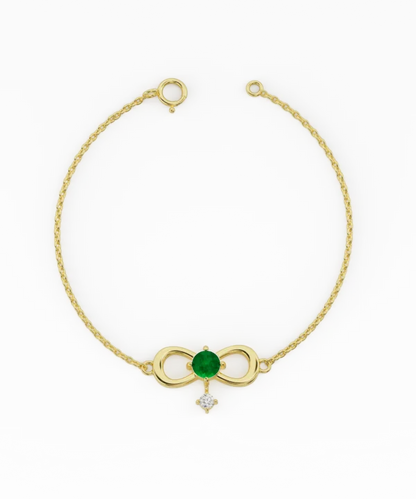 The Infinity Bracelet with Emerald and Diamond