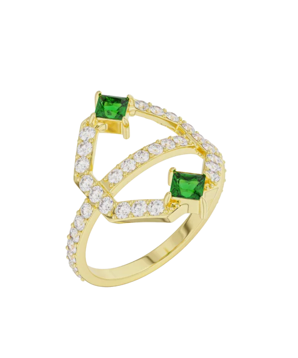 Emerald-Diamond Octagon Ring