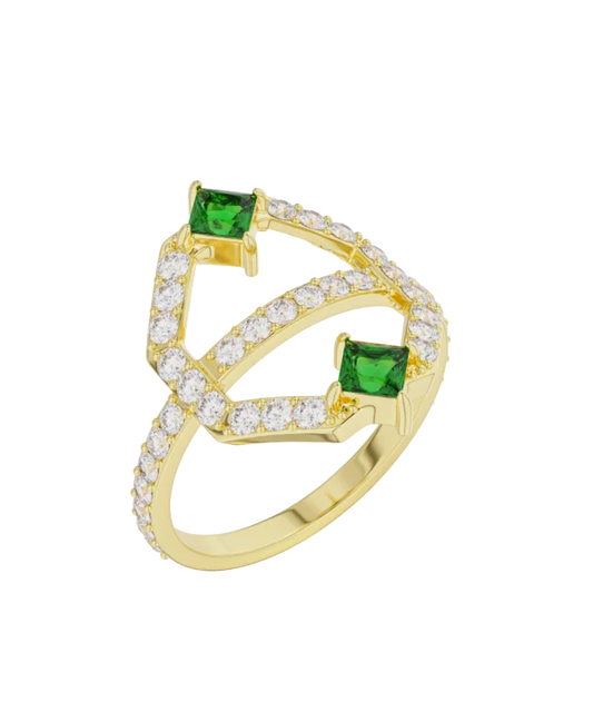 Emerald-Diamond Octagon Ring