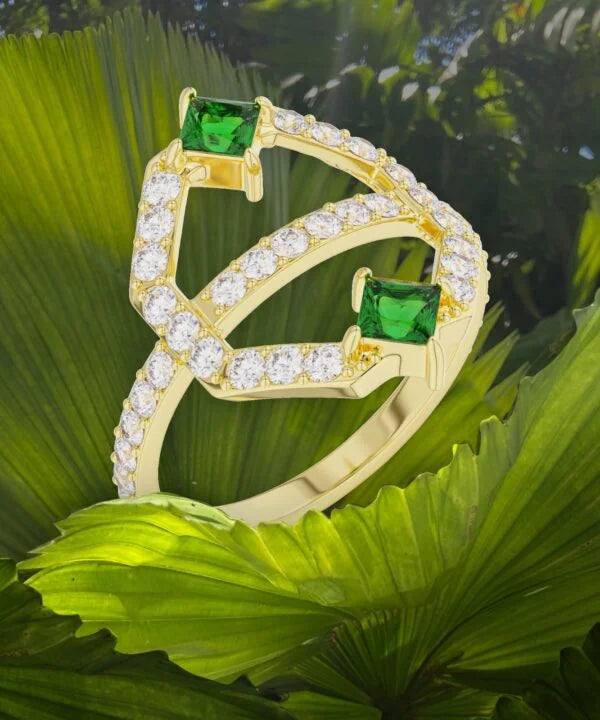 Emerald-Diamond Octagon Ring