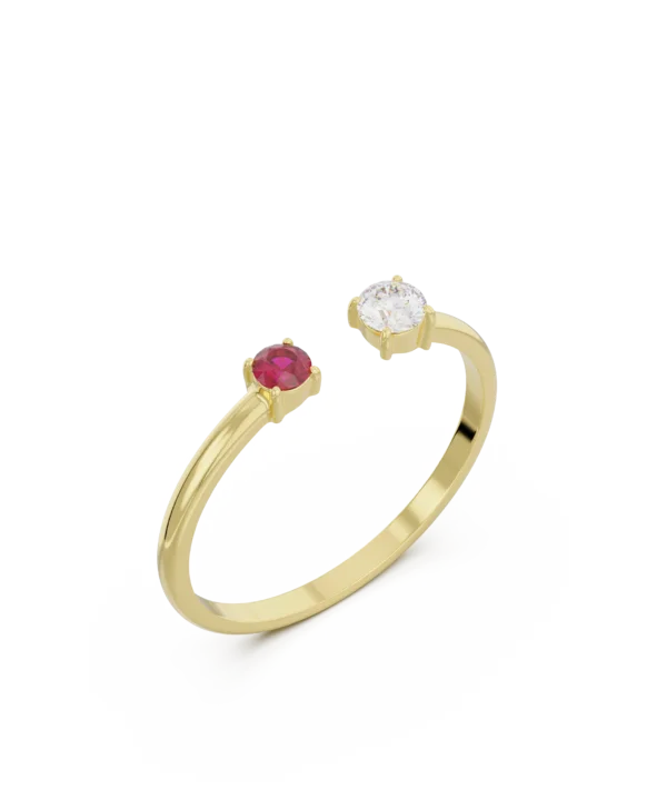 Ruby-Diamond Studded Ring