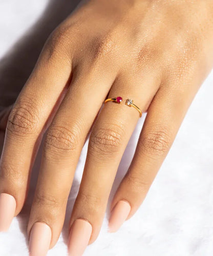 Ruby-Diamond Studded Ring