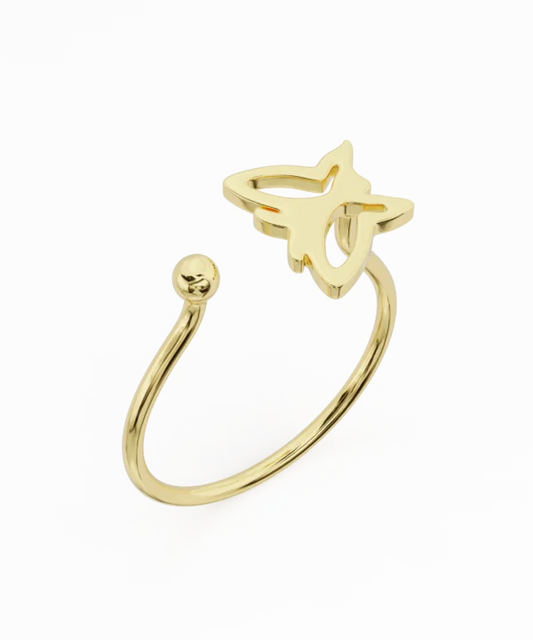 Solid gold butterfly ring