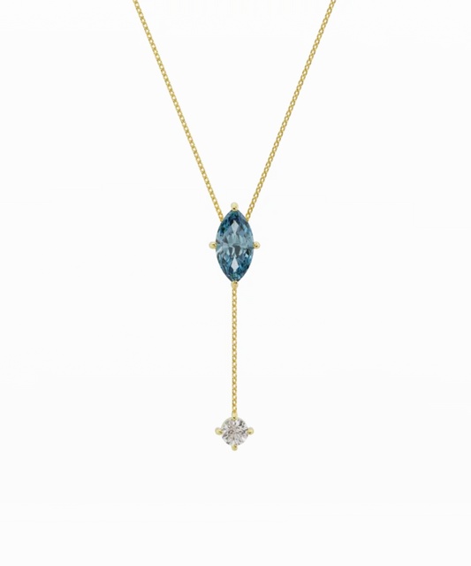 The Aqua Sparkle with Diamond Drop Necklace