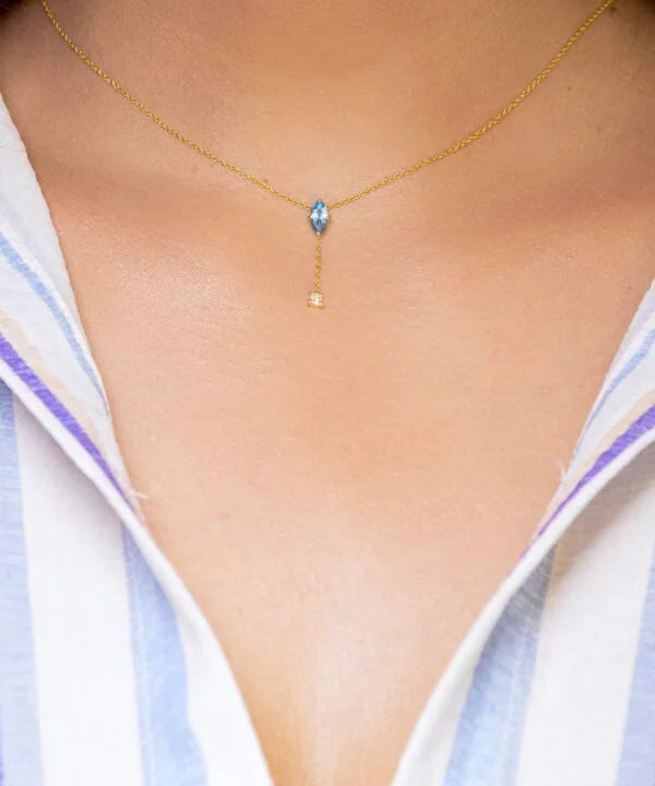 The Aqua Sparkle with Diamond Drop Necklace