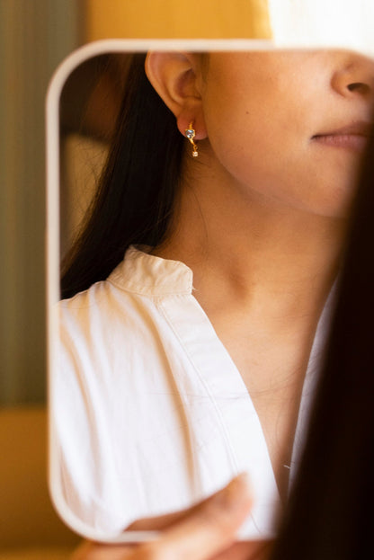 The Aqua earring with diamond drop