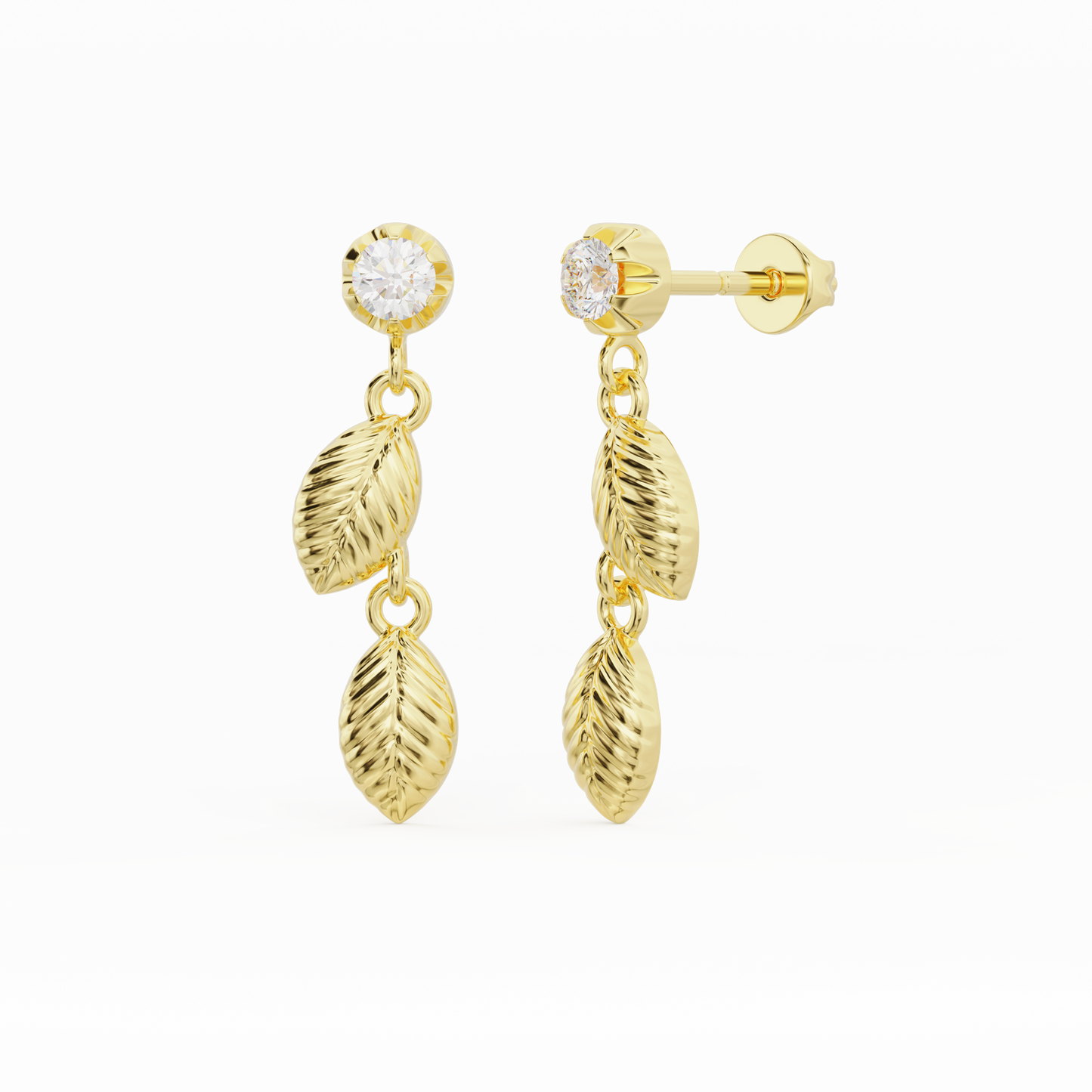 The Gold Leaf Earring with Diamond